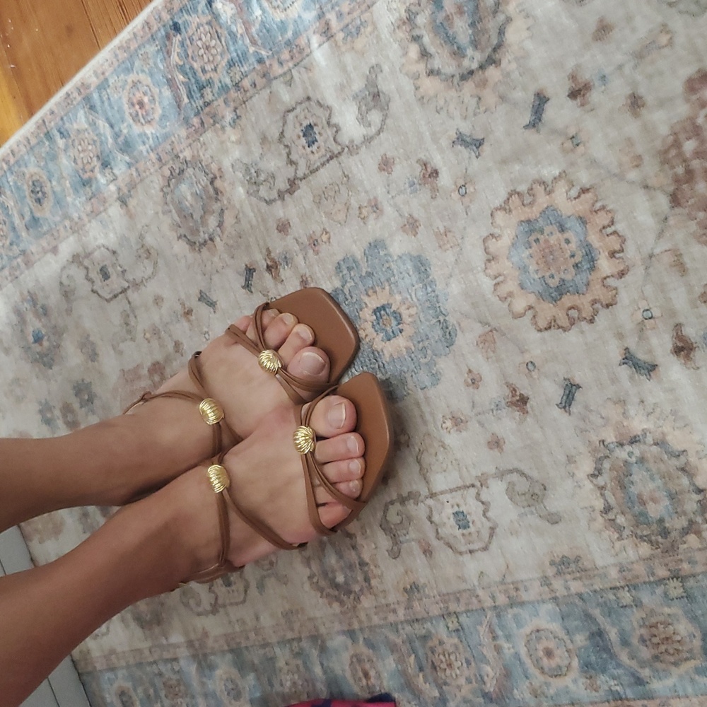 Ann Taylor Brown Sandals with Gold Details